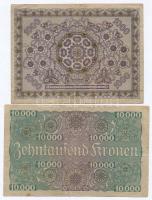 Ausztria 1922. 1000K + 1924. 10.000K "1sch" felülbélyegzéssel T:III,III-
Austria 1922. 10...