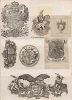 cca 1800-1900 Magyar és családi címereket ábrázoló metszetek. Fa és rézmetszet 7 db