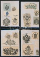 cca 1850-1930 Magyar és családi címereket ábrázoló metszetek, kivágások. Fa és rézmetszetek, domborn...