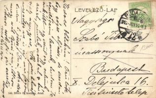 Arad, József főherceg út autóbusszal és hirdetőooszloppal. Bloch H. kiadása / street view with autob...