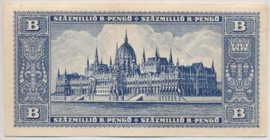 1946. 100.000.000BP a bankjegy hátulján, jobb oldalt nyomdahiba a felhőn T:II,II- kis fo