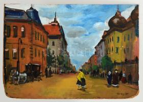 Berkes jelzéssel: Utca részlet. Olaj, karton, sérült, 40×60 cm
