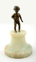 Bronz puttó szobrocska alabástrom talapzaton 21 cm