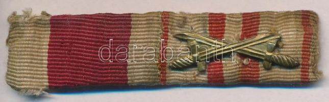 Ausztria ~1900. 2db szalagsáv összevarrva, egyiken kardok Austria ~1900. 2pcs of thin ribbons sawn together, on with swords