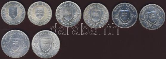 Szlovákia 1939-1944. 10Ks Ag (2x), 20Ks Ag "Tiso" (2x) + 20Ks Ag (2x) + 50Ks Ag (2x) T:1/2,2