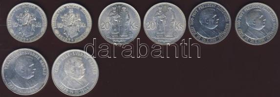 Szlovákia 1939-1944. 10Ks Ag (2x), 20Ks Ag "Tiso" (2x) + 20Ks Ag (2x) + 50Ks Ag (2x) T:1/2...