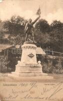 Selmecbánya, Banská Stiavnica; Honvédszobor, Jorges özv. és fia kiadása / Hungarian soldier statue (EK)