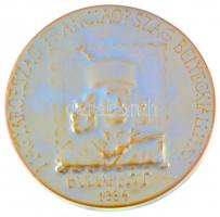 1984. &quot;Magyarország - Franciaország Bélyegkiállítás - Budapest 1984&quot; eozin mázas Zsolnay porcelán emlékplakett (107mm) T:1-