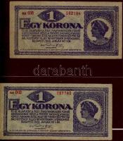 1920. 1K 2klf színvariáns élénkpiros + sötétvörös, egyiken sorszám gépszínátnyomata T:3+