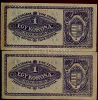 1920. 1K 2klf színvariáns élénkpiros + sötétvörös, egyiken sorszám gépszínátnyomata T:3+