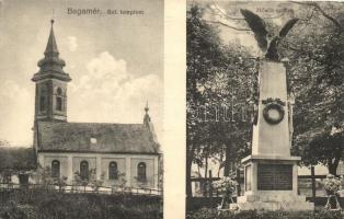 Bagamér, református templom, Hősök szobra, Turul, Hangya fogy. szövetkezet kiadása (EK)