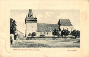 Bánffyhunyad, Huedin; Református templom, W. L. Bp. 7078., Diamantstein Nándor kiadása / Church (ragasztónyom / glue mark)
