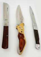 Régi bicskák, 3 db, jelzettek, az egyik penge sérült, h: 19 cmx2, h: 21 cm.