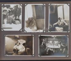 cca 1920-1930 Régi családi fotóalbum, 90 db fotóval