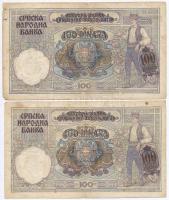 Jugoszlávia 1929. 100D + Szerbia / Német megszállás 1941. 100D (2x) mindkettő hamis felülbélyegzésse...