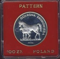 Lengyelország 1981. 100Zl Ag "Lovak" próba T:PP Eredeti tokban!