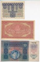 1902-1922. 8db-os vegyes magyar és osztrák korona bankjegy tétel T:III