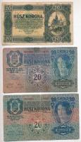 1902-1922. 8db-os vegyes magyar és osztrák korona bankjegy tétel T:III