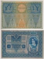 1902-1922. 8db-os vegyes magyar és osztrák korona bankjegy tétel T:III