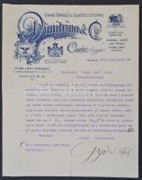 1913 Dimitrino Egyiptomi és Kairói cigaretta fejlécés számla / Cigarette factory invoice