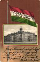 Arad, Pénzügyi Palota / Financial palace, Hungarian flag decoration litho (EK)