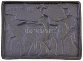 NSZK 1975. "Szarvasmarha terelés" egyoldalas öntött Fe plakett, hátoldalán akasztóval (114...