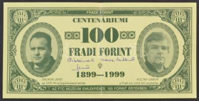1999 Centenáriumi Fradi forint Dálnöki Jenő labdarógó saját kezű aláírásával