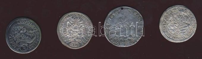 Ausztria 1703,1706,1729. 3klf 3Kr Ag + Osztrák  Államok/Salzburg 1649. 3Kr Ag T:3,4 lyuk