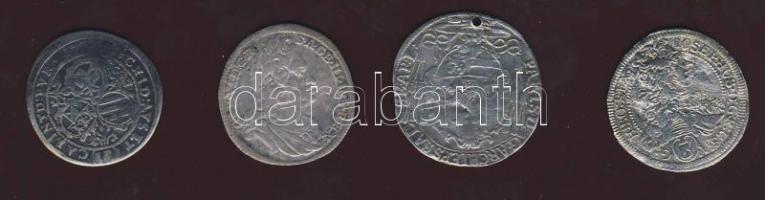 Ausztria 1703,1706,1729. 3klf 3Kr Ag + Osztrák  Államok/Salzburg 1649. 3Kr Ag T:3,4 lyuk
