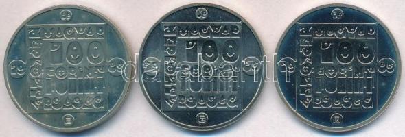 1985. 100Ft alpakka (3xklf) "Természetvédelem - Mocsári Teknős, Vadmacska, Vidra" T:BU 
A...