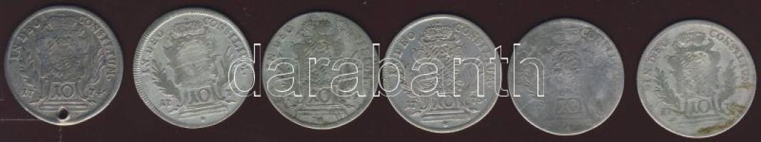 Német Államok/Bajorország 1774-1776. 10Kr Ag (6x) T:4 egyiken lyuk