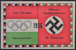 1936 Tiszti Olimpiai Társasutazás bőröndcímke. / Officers Olympic journey luggage label 16x11 cm