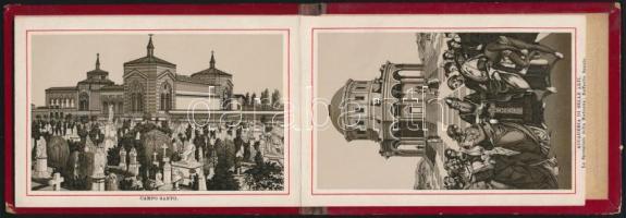 cca 1880 Milánó, 12 db litográf képet tartalmazó leporelló / Milano leporello with 12 lithograhic im...