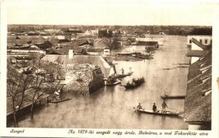 Szeged, Az 1879 évi szegedi nagy árvíz, belváros, mai Takaréktár utca, G. H. kiadása (EB)