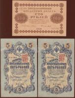 Oroszország 1909-től 10db bankjegy T:II,III