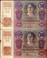 1902. 1000K lila felülbélyegzéssel T:II/III + 1914. 50K (2x) felülbélyegezve T:II,III