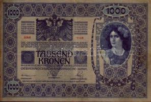 1902. 1000K lila felülbélyegzéssel T:II/III + 1914. 50K (2x) felülbélyegezve T:II,III