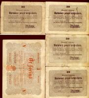 1848-49. "Kossuth bankók" 30kr (4x), 5Ft (1x) T:III