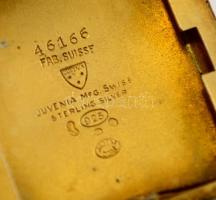 Juvena aranyozott ezüst(Ag) art deco utazóóra, zománc díszítéssel, jelzett, nem működik, méret: 3,5x...