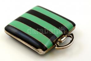 Juvena aranyozott ezüst(Ag) art deco utazóóra, zománc díszítéssel, jelzett, nem működik, méret: 3,5x...