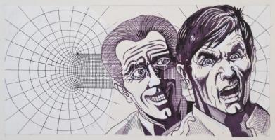 Zsigovics Iván (1958- ): 20 db Galaktika- és egyéb illusztráció, vegyes technika, papír, jelzett, kü...