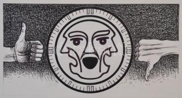 Zsigovics Iván (1958- ): 20 db Galaktika- és egyéb illusztráció, vegyes technika, papír, jelzett, kü...