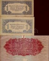 1944. 1P "V.H." 2klf képméretben T:II/III + 1000P "V.H." T:II/III Korabeli papír...