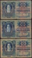 1913. 20K (9x) klf ellenbélyegzőkkel, benne piros "Magyarország" (3x), "Deutschösterr...