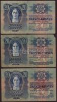 1913. 20K (9x) klf ellenbélyegzőkkel, benne piros "Magyarország" (3x), "Deutschösterr...
