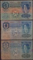 1913. 20K (9x) klf ellenbélyegzőkkel, benne piros "Magyarország" (3x), "Deutschösterr...