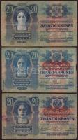 1913. 20K (9x) klf ellenbélyegzőkkel, benne piros "Magyarország" (3x), "Deutschösterr...