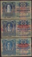 1913. 20K (9x) klf ellenbélyegzőkkel, benne piros "Magyarország" (3x), "Deutschösterr...
