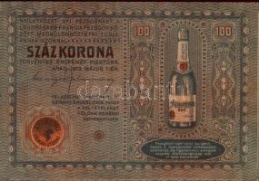 1913. Arad bankjegy formájú dekoratív pezsgőreklám T:I-