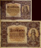 1920. 50K T:ragasztóval leöntve, egyébként  I + 1000K olvashatatlan bélyegzéssel T:II/III